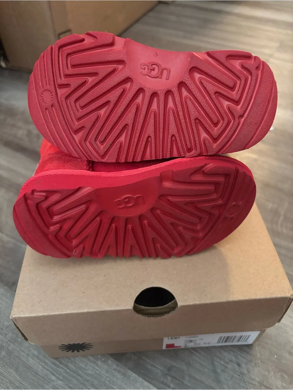 UGG Kids Red Suede Classic Short Boots